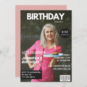 Elegant Luxury Magazine Photo 81st birthday Invitation