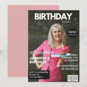 Elegant Luxury Magazine Photo 82nd birthday Invitation