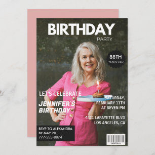 Elegant Luxury Magazine Photo 88th birthday Invitation