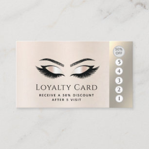 Elegant luxury metallic pearl  lashes makeup eyes loyalty card