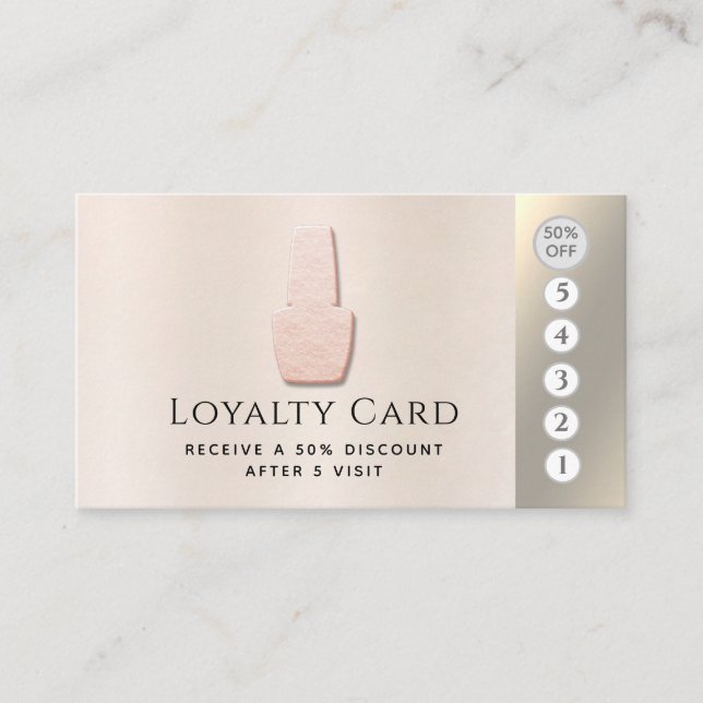 Elegant luxury metallic pearl nail salon loyalty card (Front)
