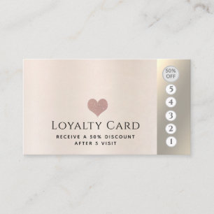 Elegant luxury metallic pearl pink heart loyalty card