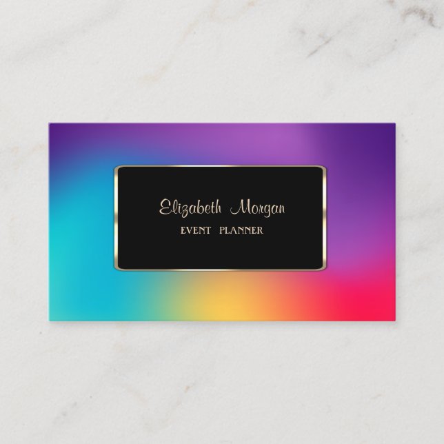 Elegant Luxury Modern Colourful Holographic Business Card (Front)