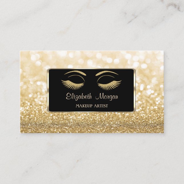 Elegant Luxury,Modern,Glittery Bokeh, Faux Lashes Business Card (Front)