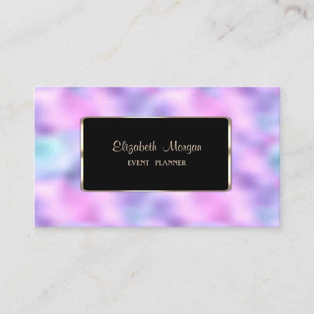 Elegant Luxury Modern Holographic Iridescent Business Card (Front)