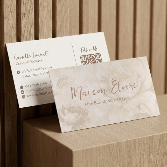 Elegant Luxury Modern Professional Floral QR Code Business Card (Elegant Luxury Modern Professional Floral QR Code Business Card)