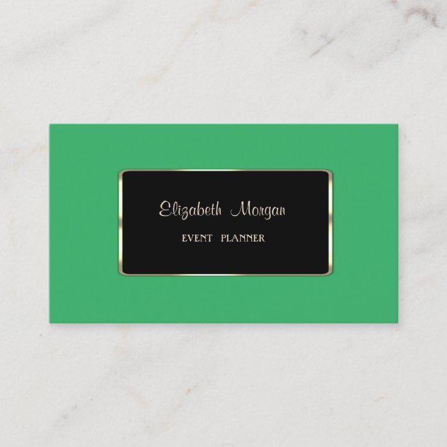 Elegant Luxury Moderne Green,Black  Frame Business Card (Front)
