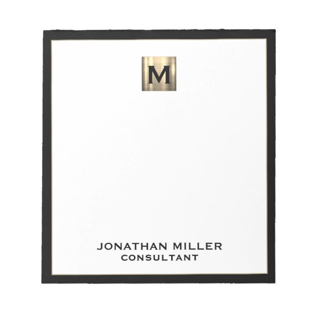 Elegant Luxury Monogram Notepad (Front)