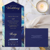 Elegant Luxury Navy Blue and Gold Marble Wedding