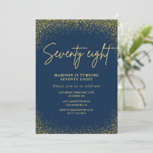 Elegant Luxury Navy Gold Glitter 78th birthday Invitation