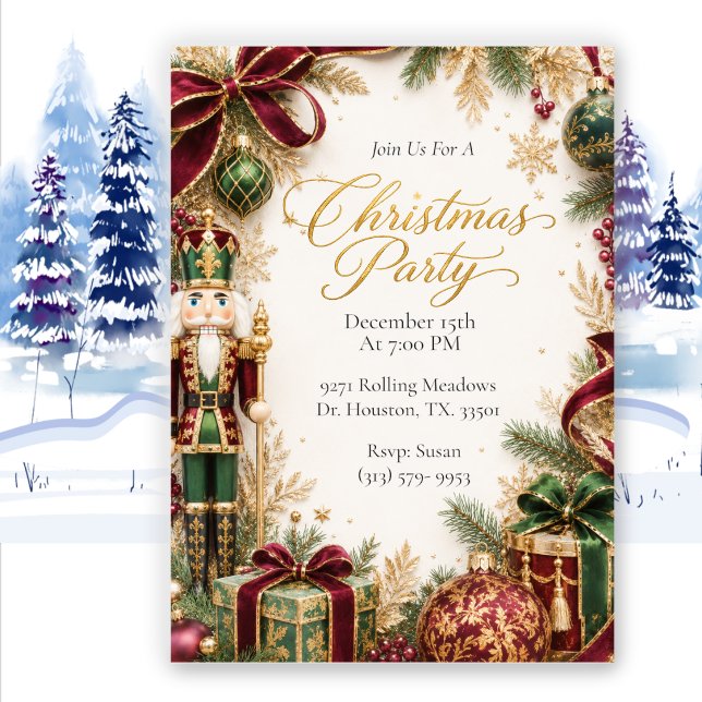 Elegant Luxury Nutcracker Christmas Party Invitation (Creator Uploaded)