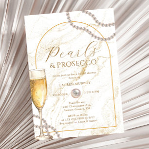 Elegant Luxury Pearls and Prosecco Bridal Shower Invitation