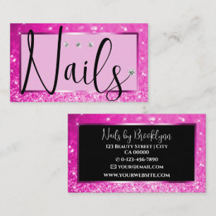 Elegant Luxury Pink Glitter Rhinestone Diamond Business Card
