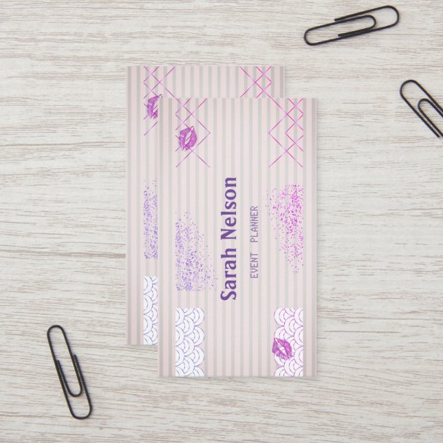 Elegant Luxury Pink Sweet  Business Card (Front/Back In Situ)