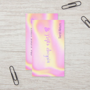 Elegant Luxury Pink Sweet Holographi  Business Car Business Card