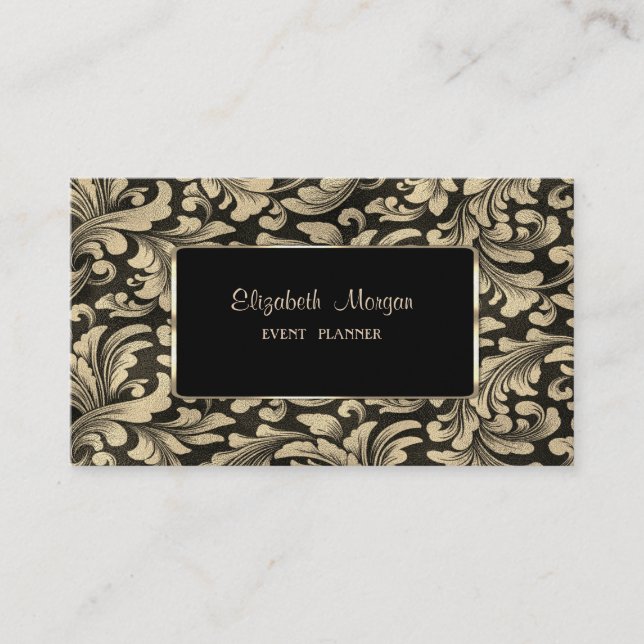 Elegant Luxury Professional Gold Swirls, Frame Business Card (Front)