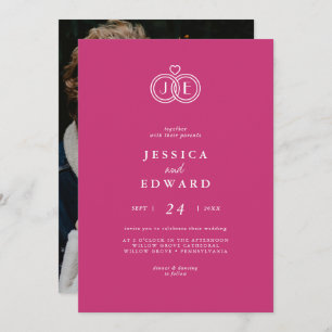 Elegant Luxury Red Monogram Photo Wedding Invitation