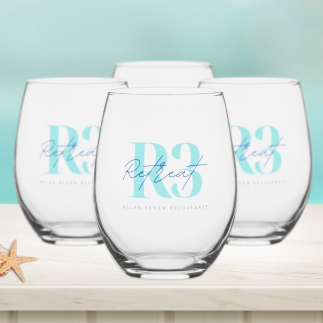 Elegant Luxury Retreat Corporate Logo Stemless Wine Glass (Creator Uploaded)