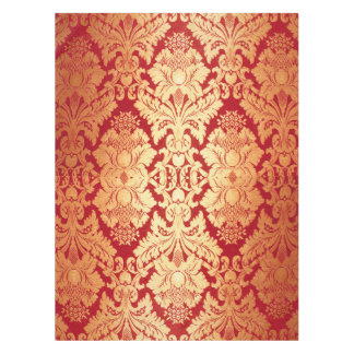 Elegant Luxury Retro Red Gold Damask Pattern Tablecloth