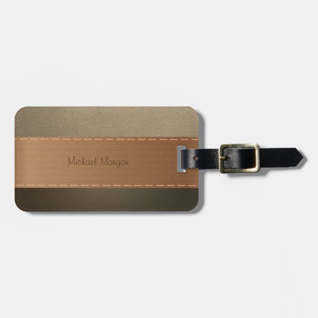 Elegant Luxury ,Retro ,Stitched,Leathe Look Luggage Tag (Front Horizontal)