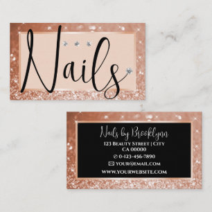 Elegant Luxury Rose Glitter Rhinestone Diamond Business Card