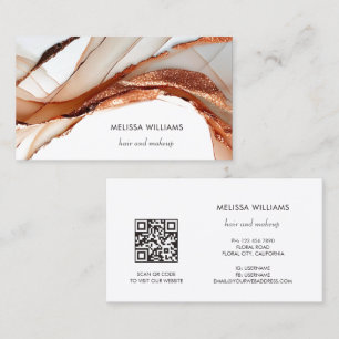 Elegant Luxury Rose Gold 3D Abstract QR Code Business Card