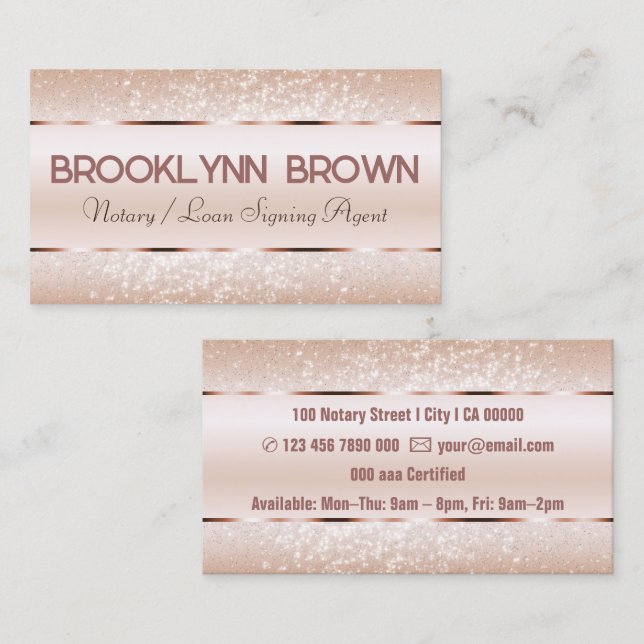 Elegant Luxury Rose Gold Border Glitter Stars Luxe Business Card (Front/Back)