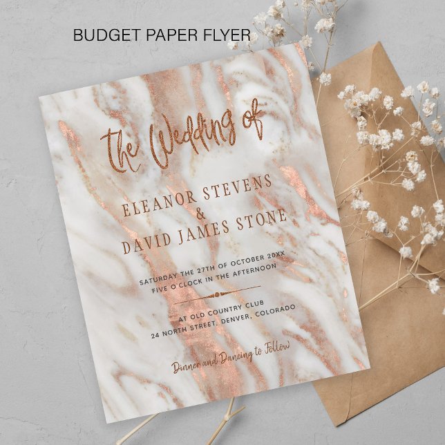 Elegant luxury rose gold marble wedding invitation (Creator Uploaded)