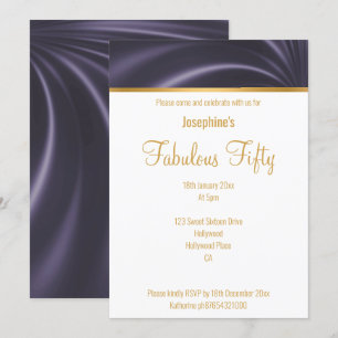 ELEGANT LUXURY SATIN DRAPE PURPLE CUSTOM INVITATION