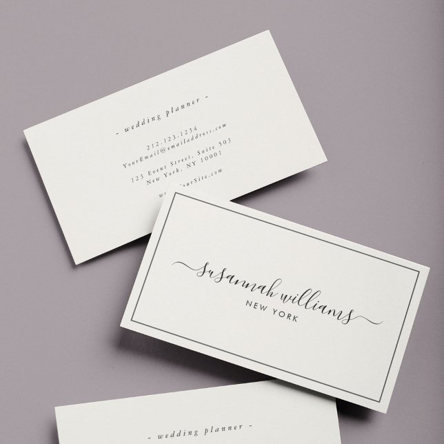 Elegant Luxury Script Calligraphy Black Ivory Business Card (Creator Uploaded)