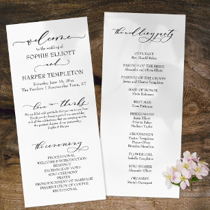 Elegant Luxury Script Font Simple Wedding Program