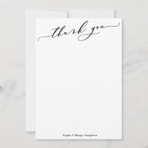 Elegant Luxury Script Simple Black & White Thank You Card