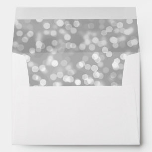 Elegant Luxury   Silver Glitter Bokeh 5X7 Wedding Envelopes