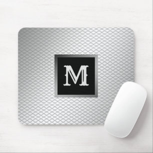 Elegant Luxury Silver Metal Monogrammed Mouse Mat