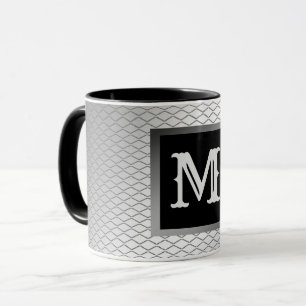 Elegant Luxury Silver Metal Monogrammed Mug