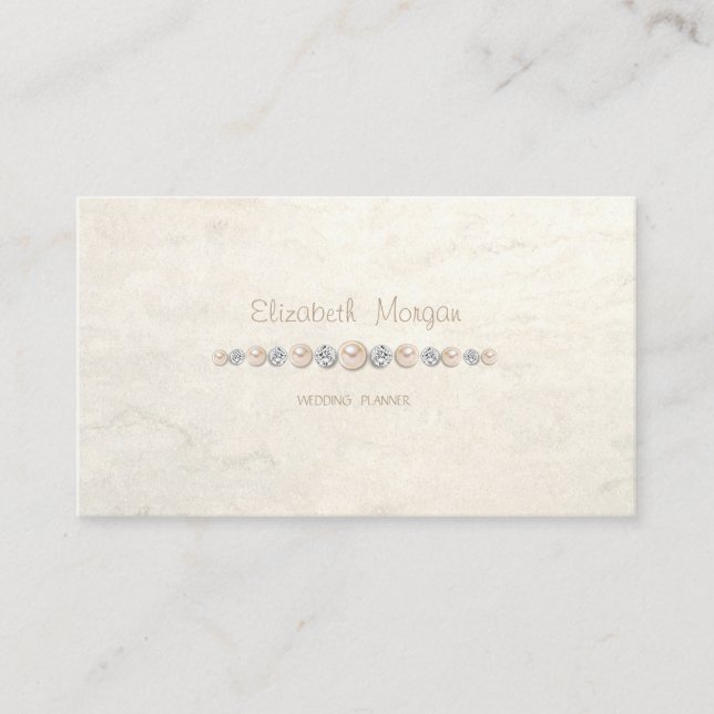 Elegant Luxury Simple,Diamonds,Pearls Business Card (Front)