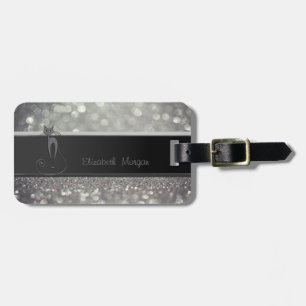 Elegant Luxury Sophisticated ,Glittery Cat ,Bokeh Luggage Tag