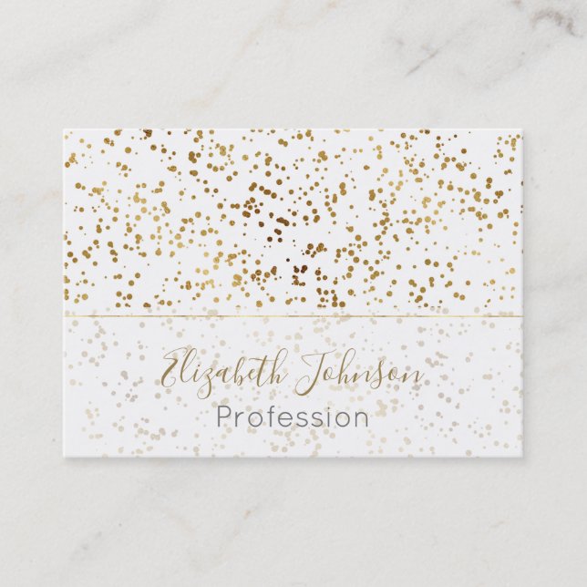 Elegant Luxury Sparkling Gold Confetti Dots Image Business Card (Front)