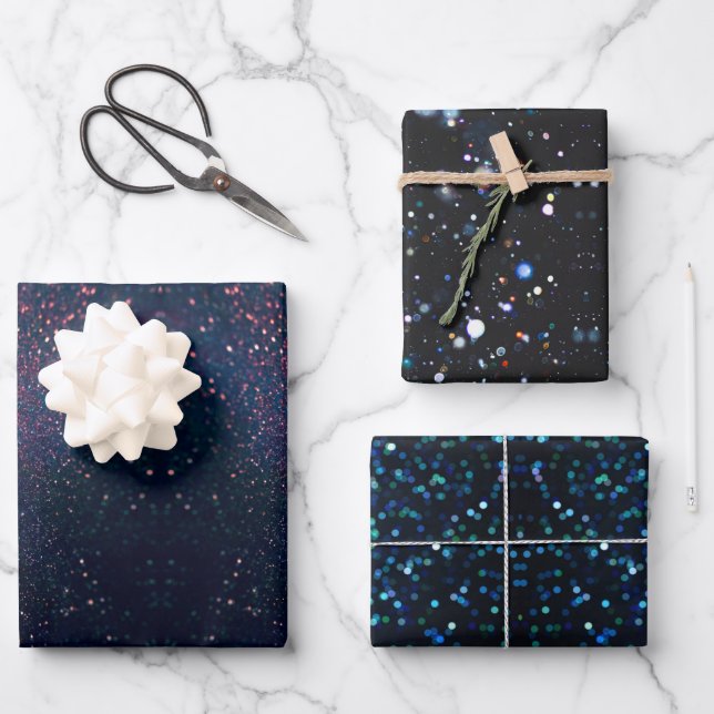 Elegant luxury stars and splashes wrapping paper sheet (Front)