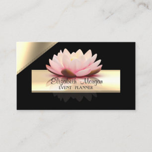 Elegant Luxury Stylish,Black,Gold Frame,Lotus Business Card