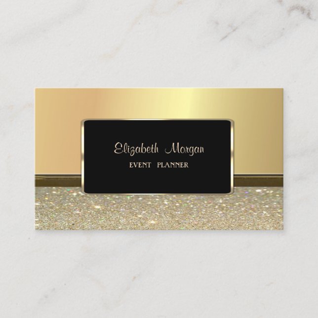 Elegant Luxury Stylish,Faux Gold Glitter Business Card (Front)