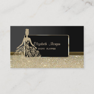 Elegant Luxury Stylish,Faux Gold Glittery Dress Business Card