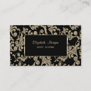 Elegant Luxury Stylish, Gold Glitter Swirls, Frame Business Card