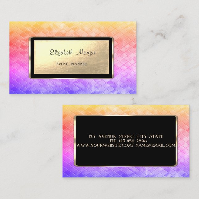 Elegant Luxury Stylish,Ombre Sequins,Black Frame Business Card (Front/Back)