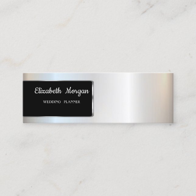 Elegant Luxury Stylish Silver , Frame Mini Business Card (Front)