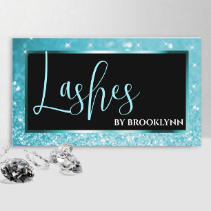 Elegant Luxury Teal Blue Ombre Sparkling Glitter  Business Card