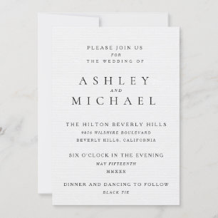 ELEGANT LUXURY TYPOGRAPHY Black & White Wedding Invitation