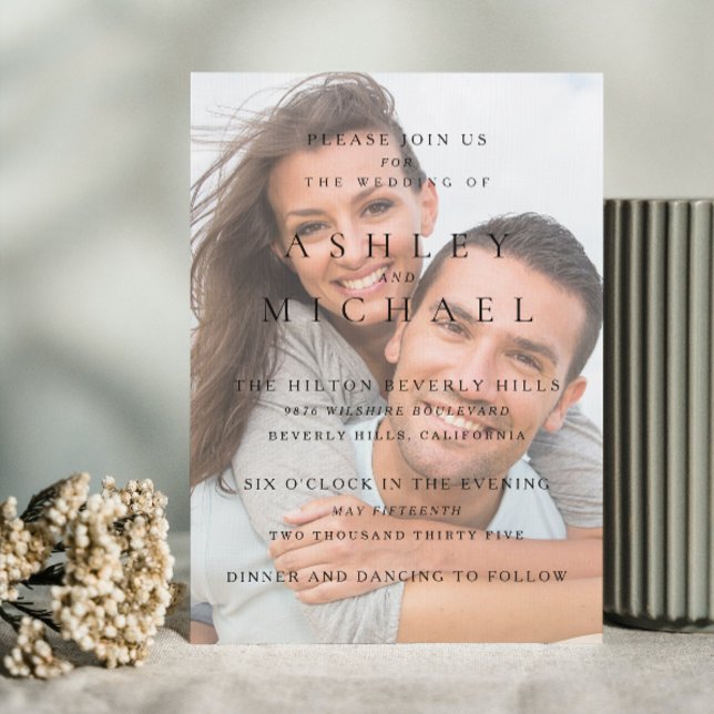 Elegant Luxury Vellum Photo Black & White Wedding Invitation (Your Dream Wedding Awaits! Invite in Style 🌹💒 [Customize Your Invite])