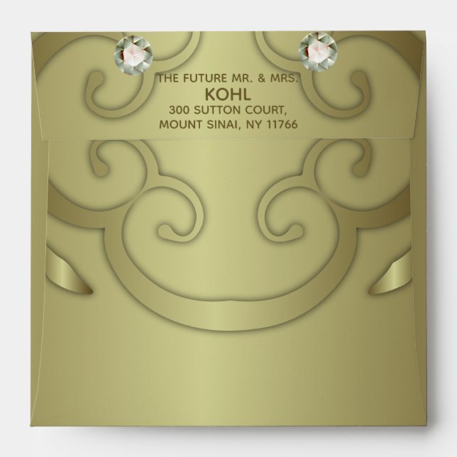 Elegant Luxury Vintage Victorian Gold Wedding  Envelope (Back (Top Flap))