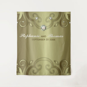 Elegant Luxury Vintage Victorian Gold Wedding Tapestry